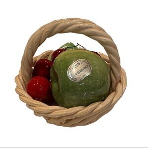 Ceramics of Bassano Woven Basket of Fruit  Made in Italy